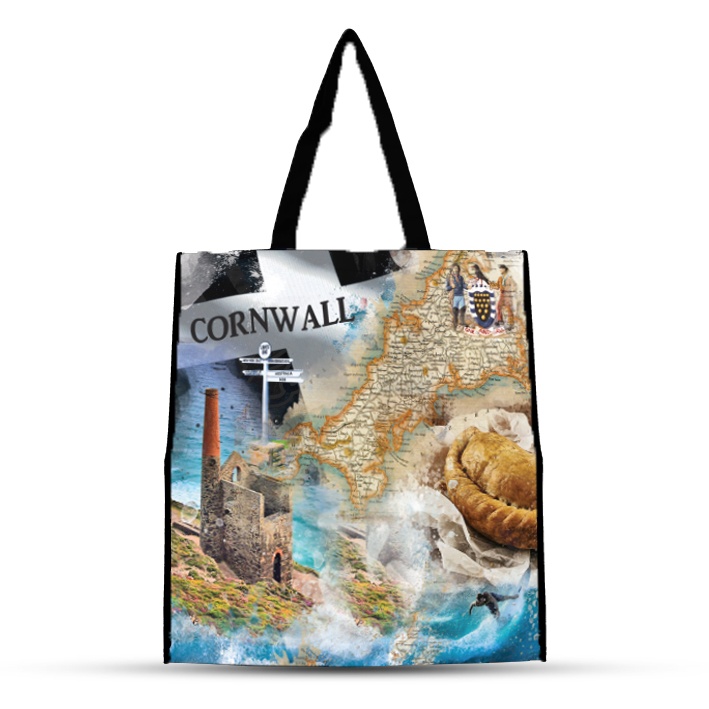 Cornwall Collage Shopping Bag