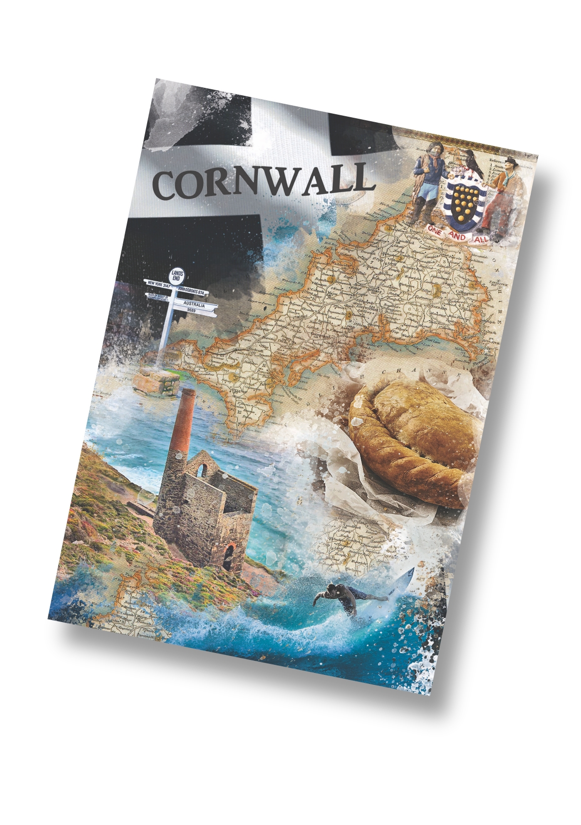 Cornwall Collage Tin Plate Magnet