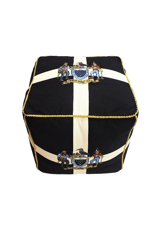 Cornwall Flag and Crest Embroidered Footstool/Pouffe