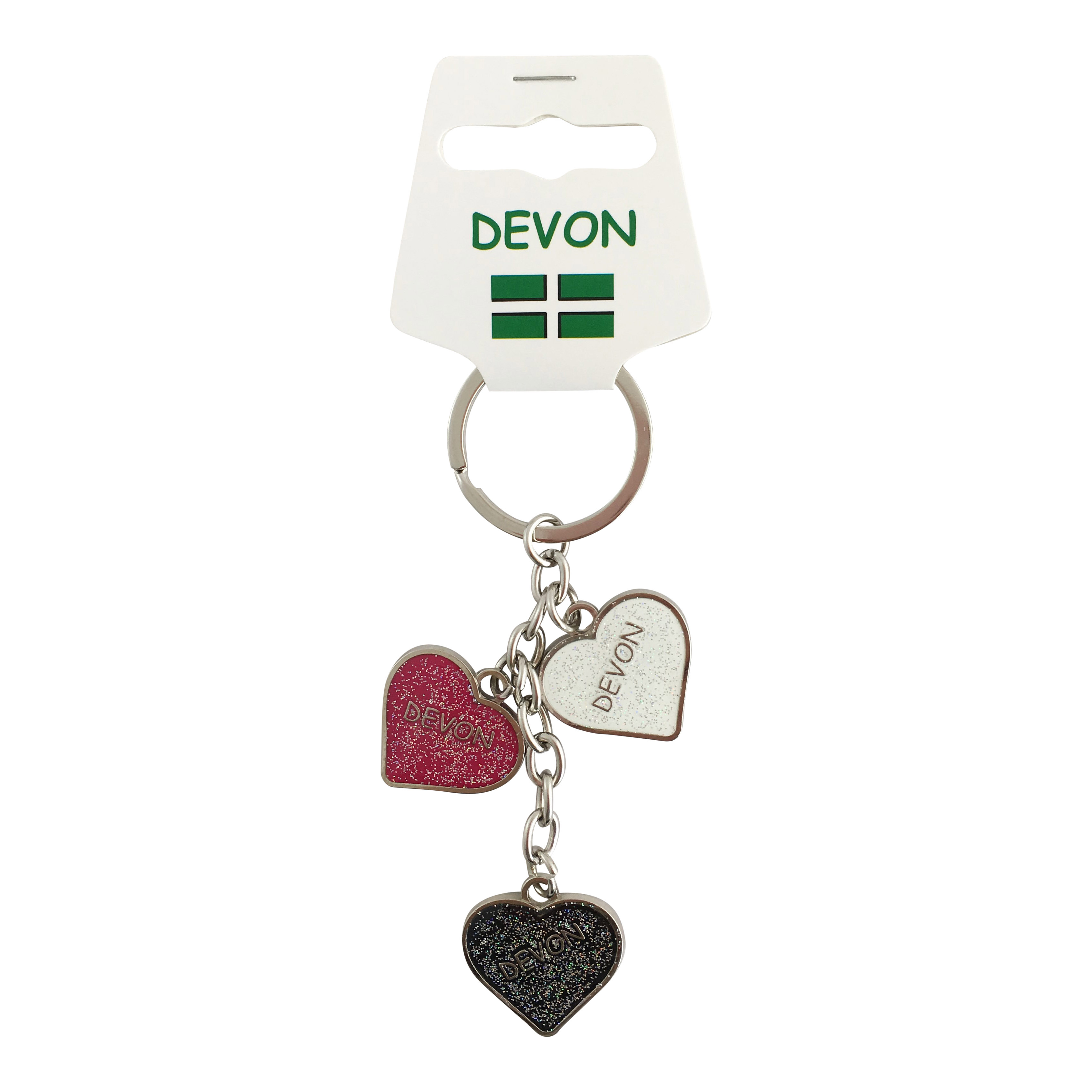Devon Three Heart Charm Metal Keyring