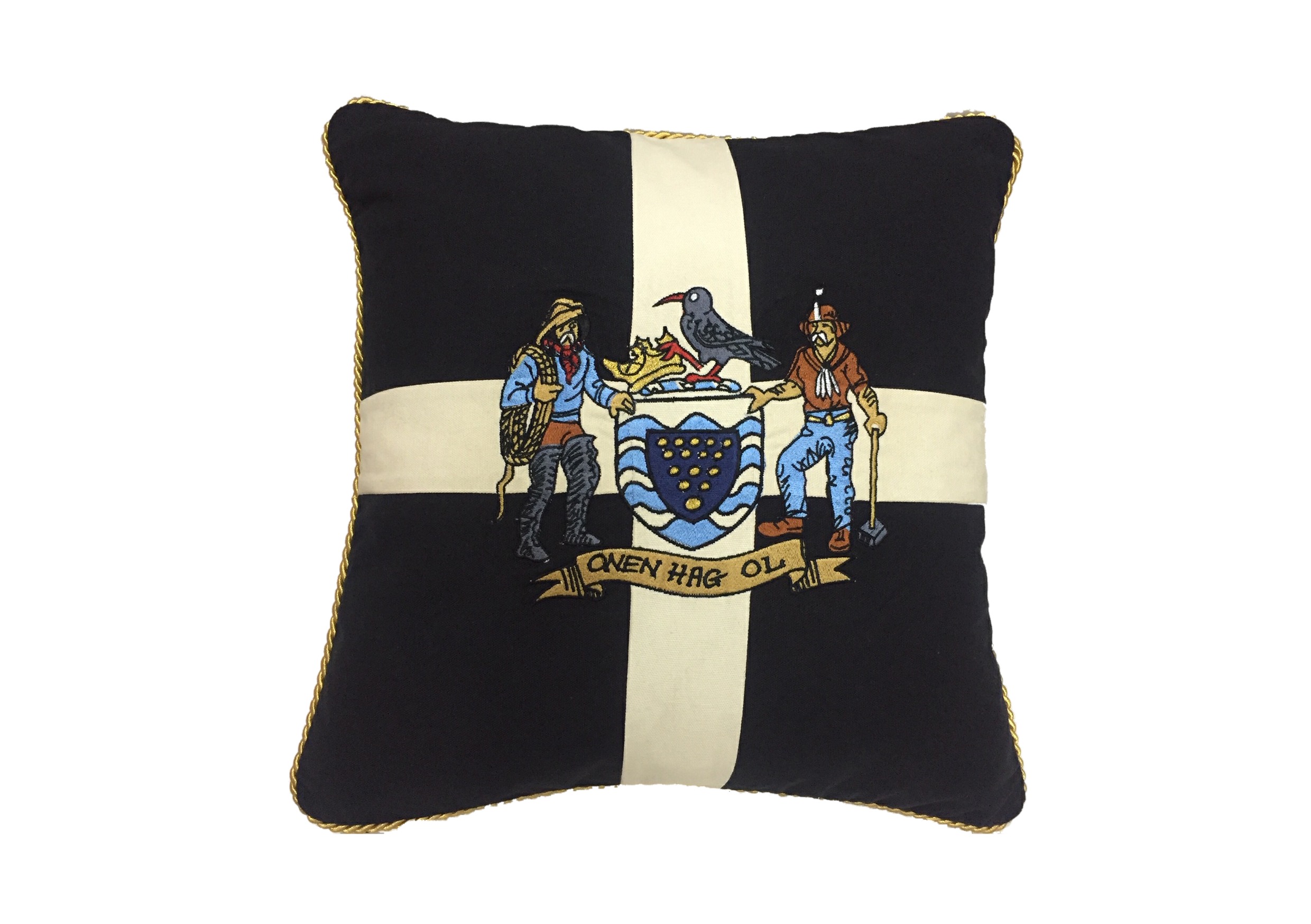 Cornwall Crest Embroidered Cushion 18'' x 18''