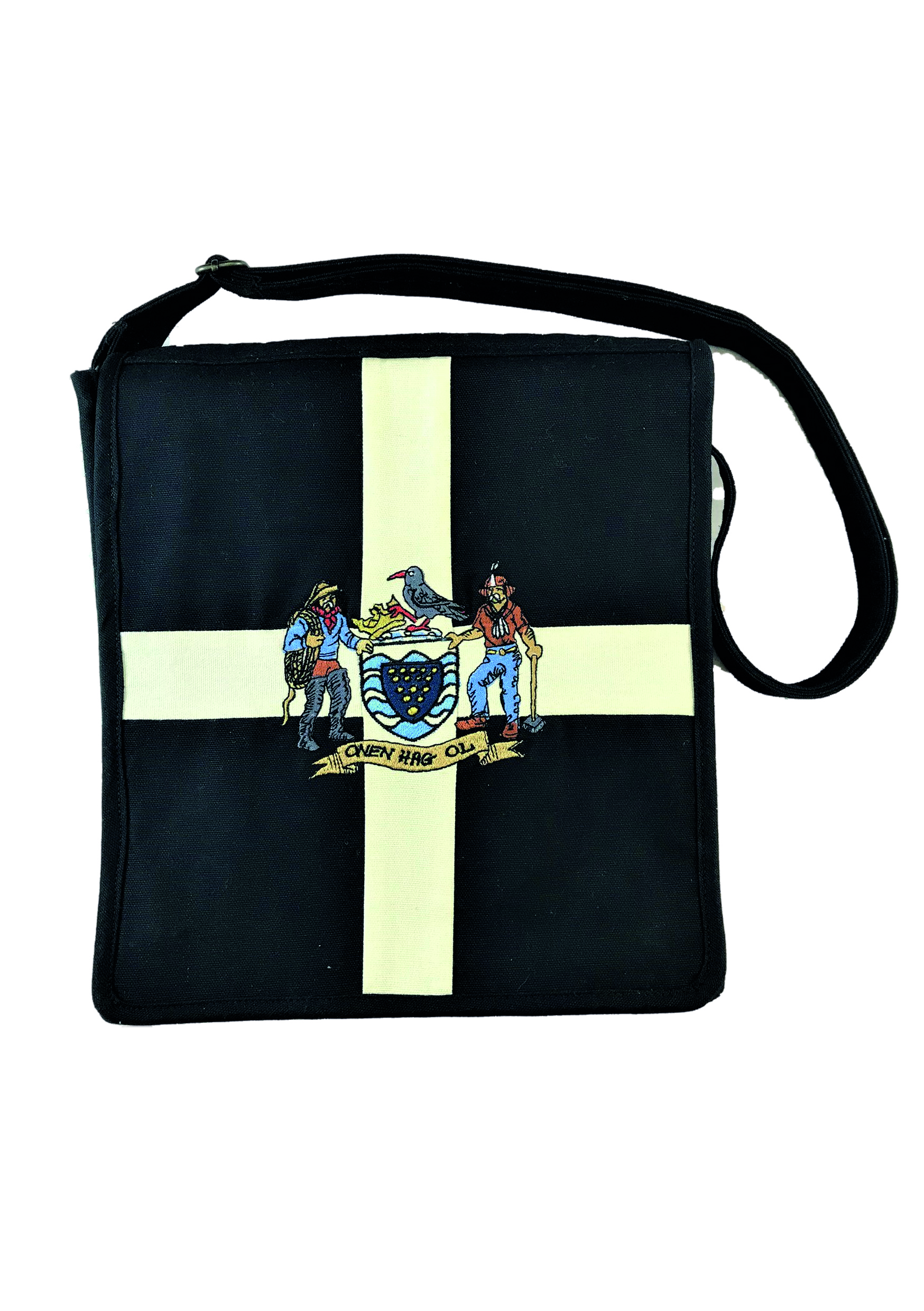 Cornwall Flag and Crest Embroidered Cross Body Bag