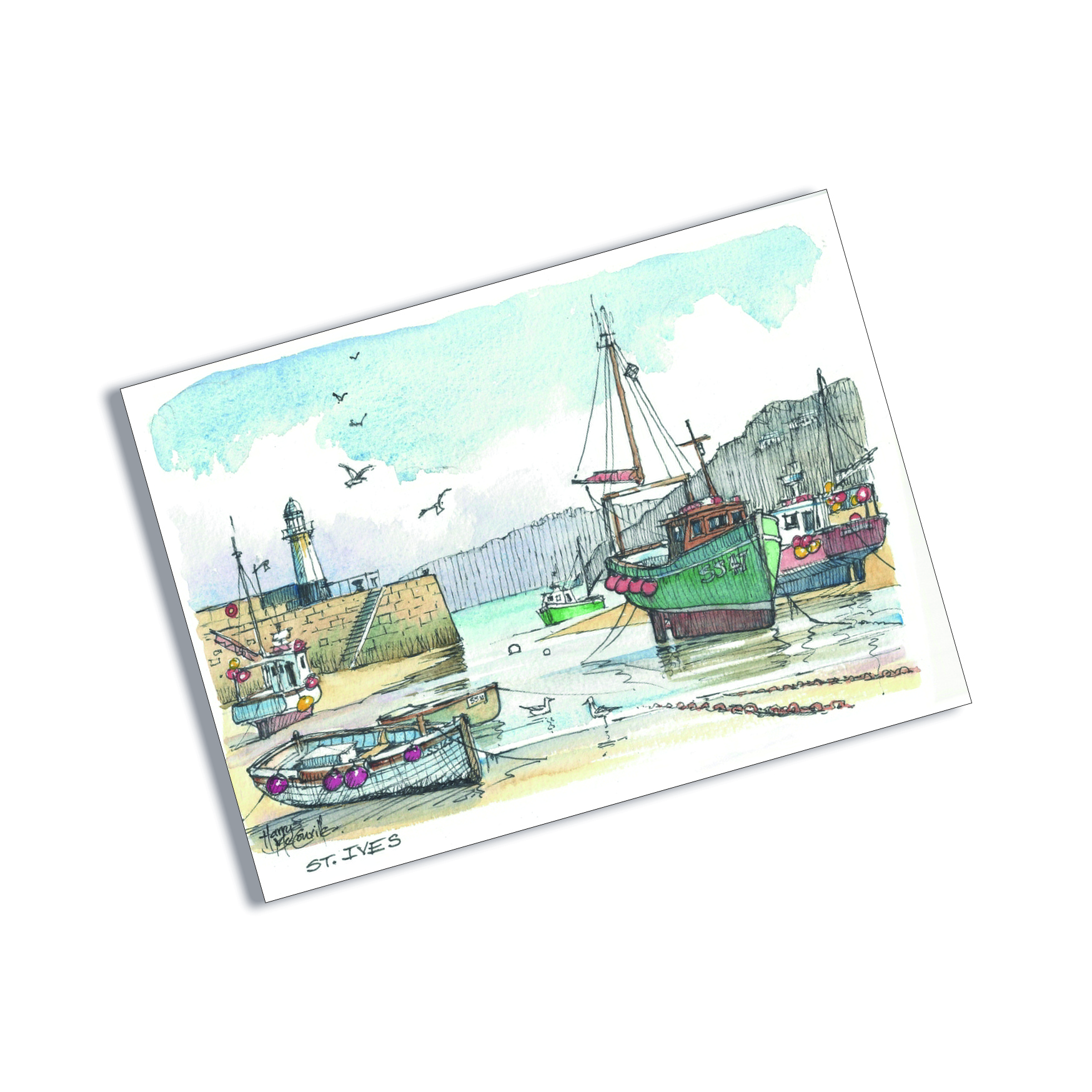 Tin Plate Magnet St Ives Harbour Watercolour