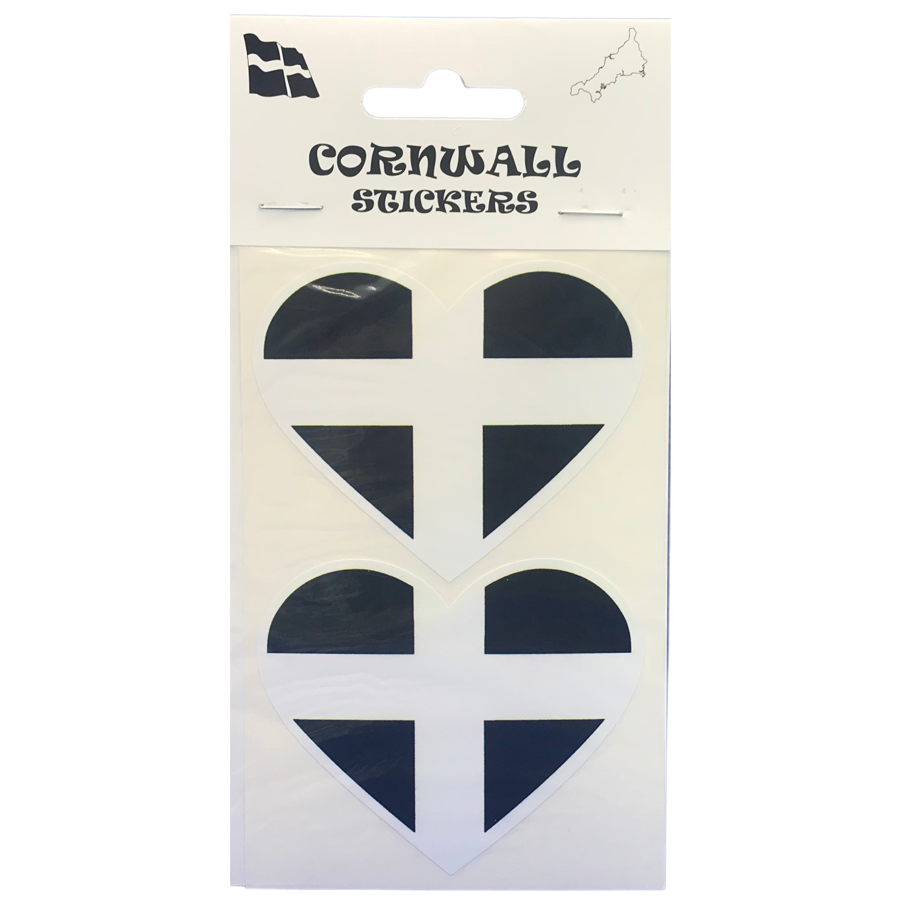 Pack of 2 Cornwall flag heart stickers