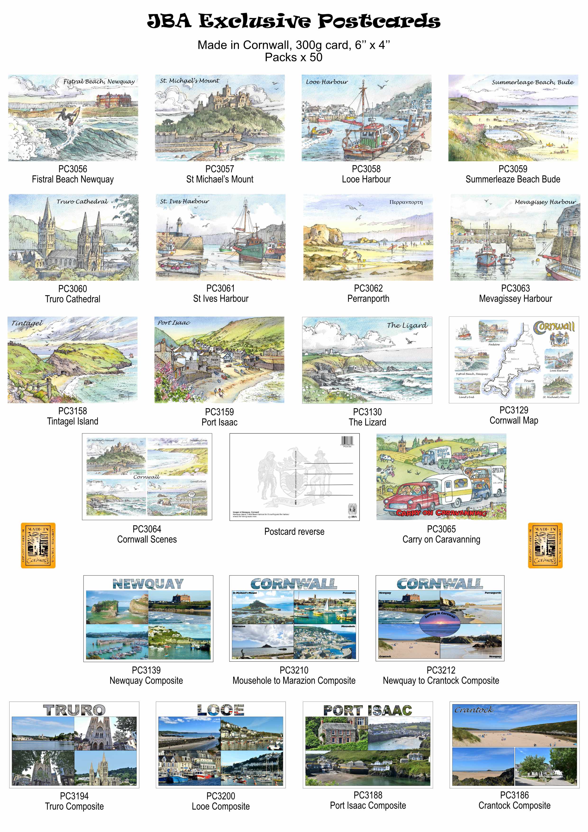 Cornwall 7'' x 5'' Watercolour Postcards Page 2