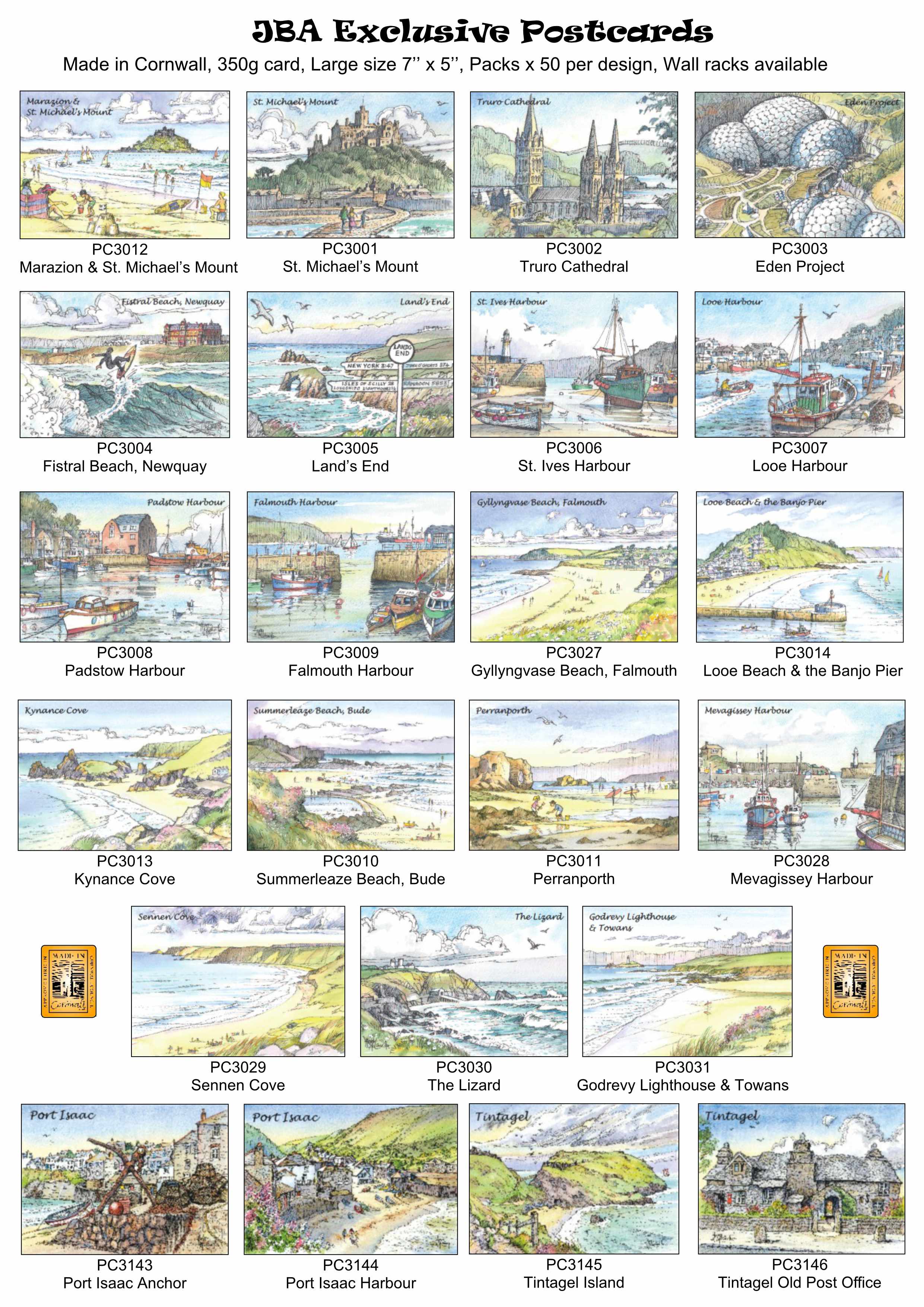 Cornwall 7'' x 5'' Watercolour Postcards Page 2