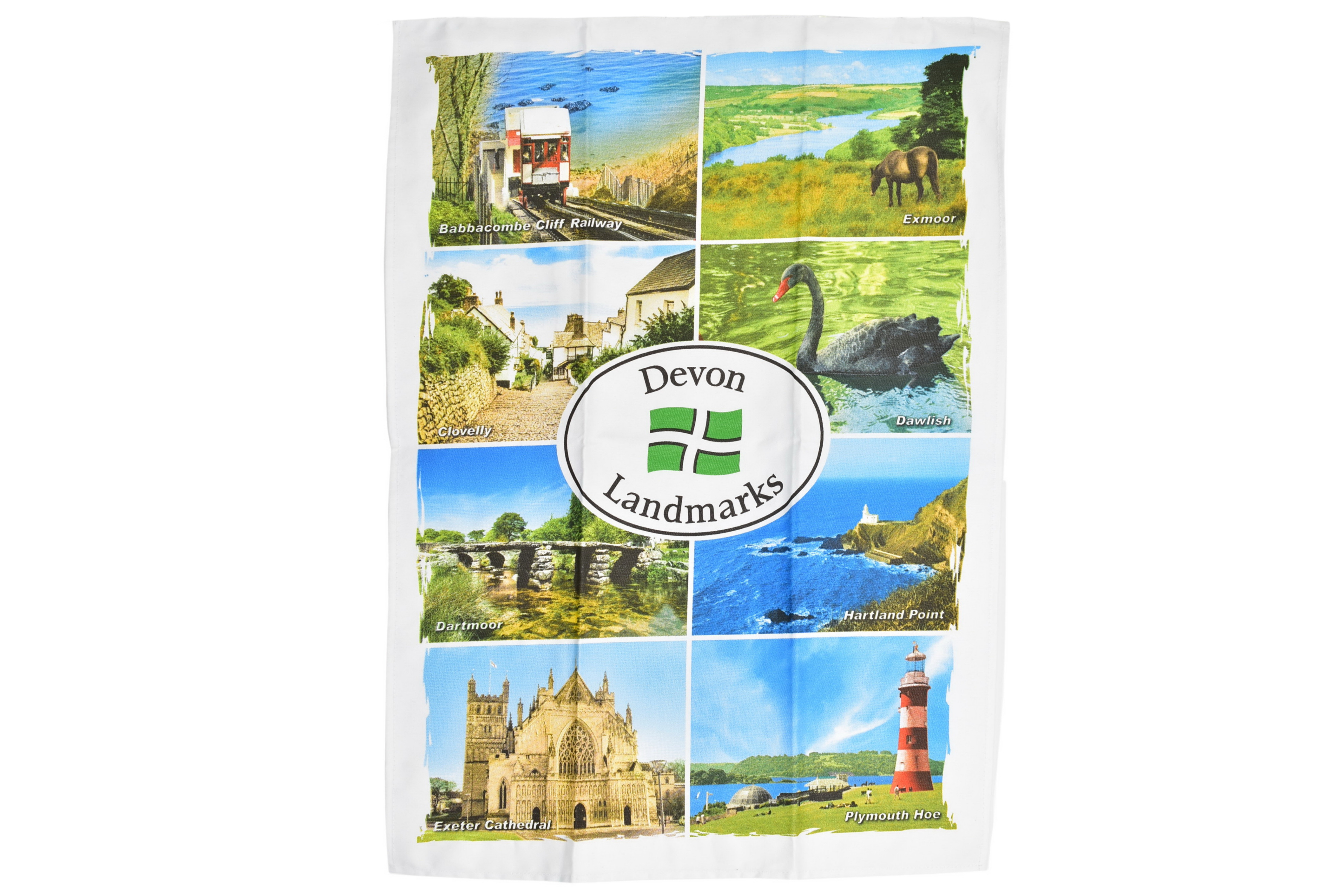 Devon Landmarks Tea Towel