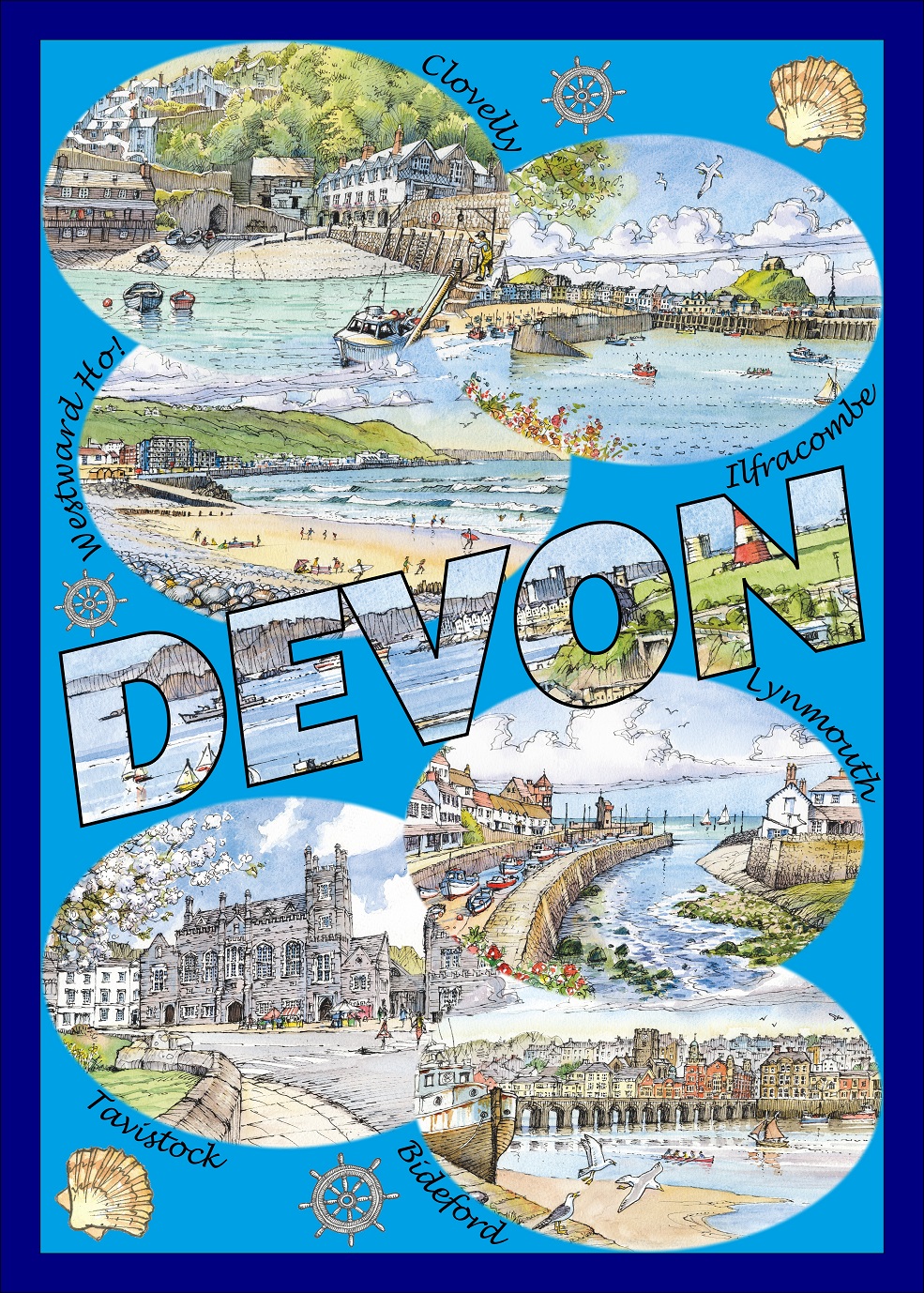 North Devon Scenes Tea Towel