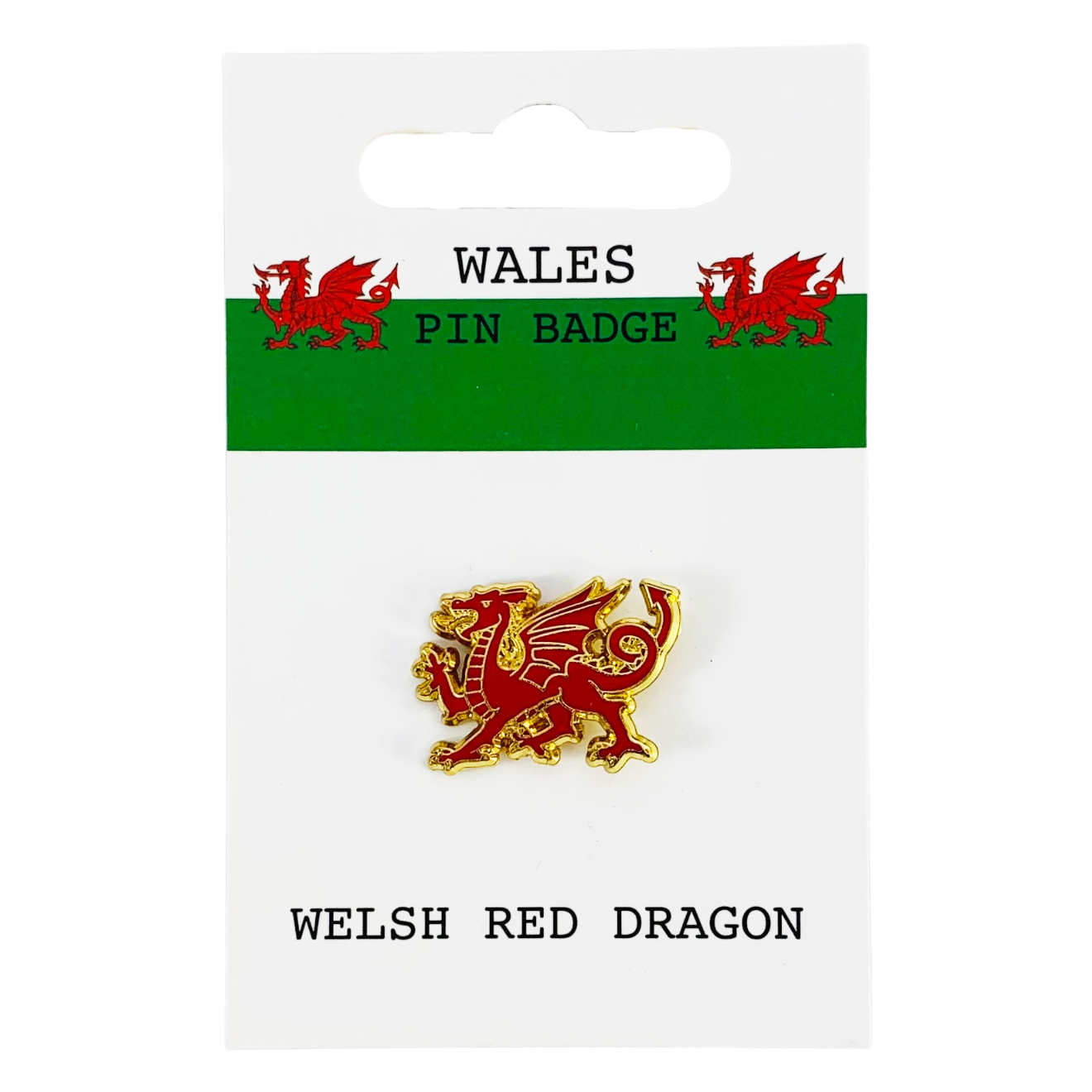 Wales Dragon Metal Pin Badge on card