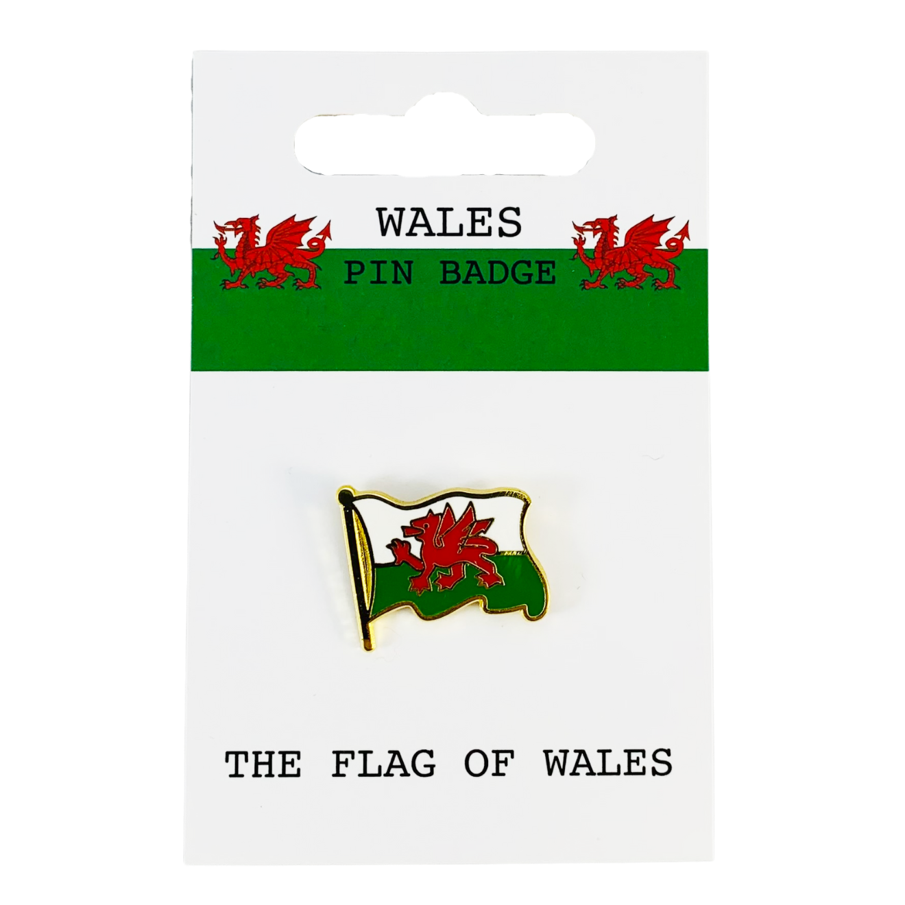 Wales Flag Metal Pin Badge on card