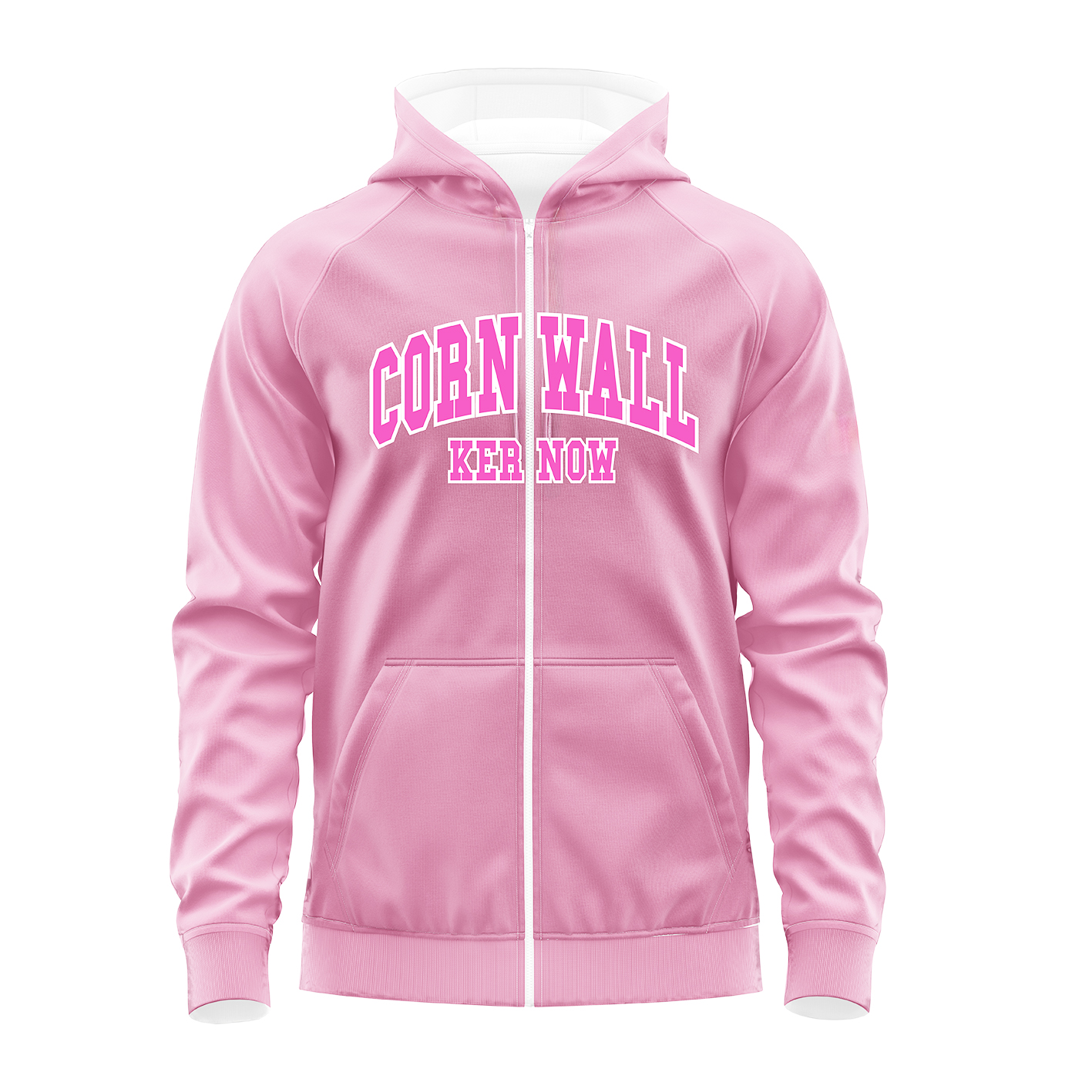 Embroidered Cornwall Kids Pink Zip Up Hoodie